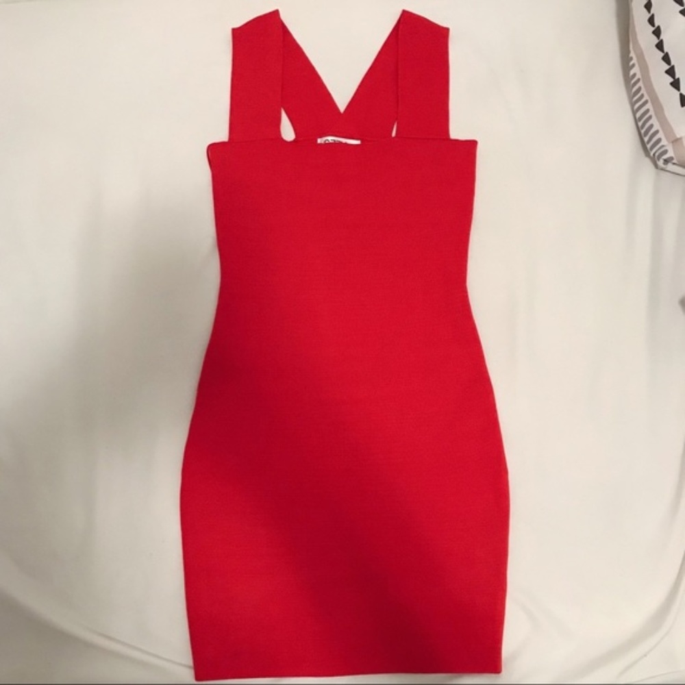 SOLD!LF Red Square Neck Bodycon dress size XS NWOT